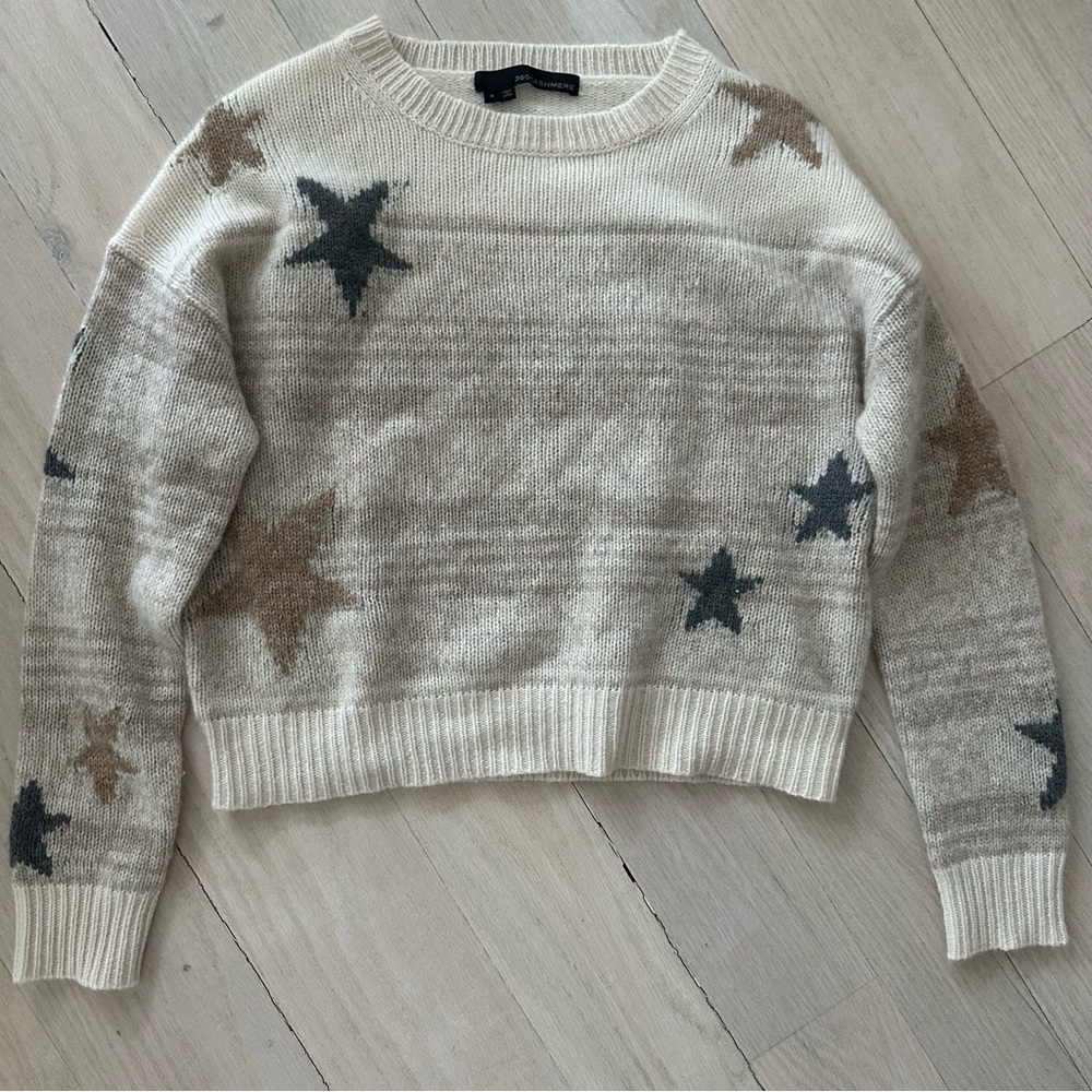 360 cashmere sweater Kora star taupe gray S slightly cropped